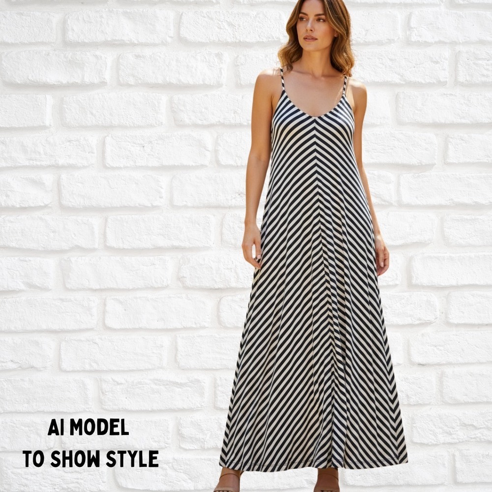 INC International Concepts Womens Medium Striped Chevron Maxi Dress Knit Boho